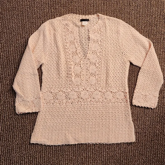 J. Crew | Sweaters | Vintage 9s J Crew Knit Crochet Cotton